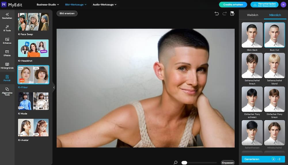 MyEdit - Buzz Cut testen mit dem besten Online-Editor